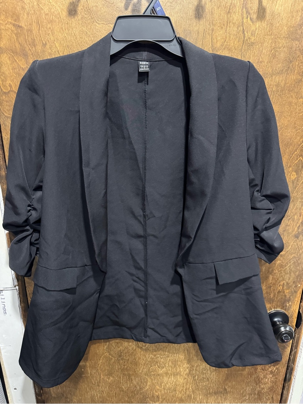 Womens Black Open-Front Blazer Jacket - SHEIN